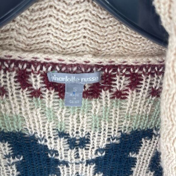 Charlotte Russe Women's Cardigan Sweater Open Front Acrylic Knit southwestern Sm - Picture 2 of 11